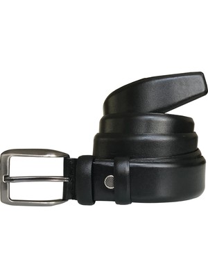 Goderi Deri Siyah Klasik Kumaş Pantolon Kemeri 3,5 cm