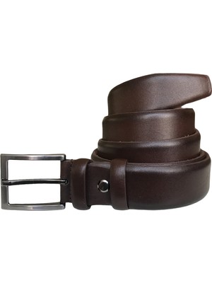 GoDeri Deri Kahverengi Klasik Kumaş Pantolon Kemeri 3,5 cm