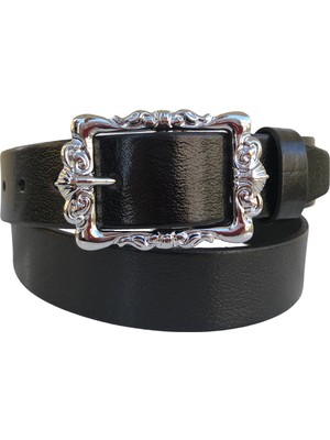 Goderi  Deri Gümüş Tokalı Kadın Kemeri 4 cm