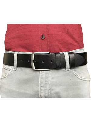 GoDeri  Deri 4.5 cm Siyah Kot, Spor Kemer