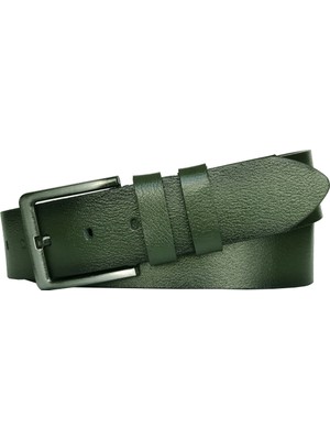 GoDeri   Deri, Yeşil 4.5 cm Tek Parça Kot, Spor Kemer
