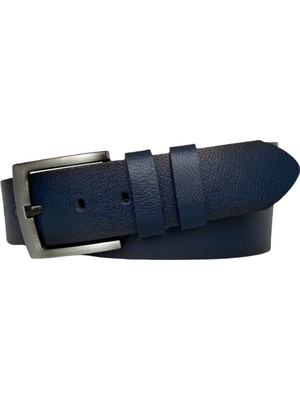 GoDeri   Tek Parça Deri 4.5 cm Lacivert Kot, Spor Kemer