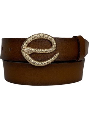 GoDeri  Deri, Gold Yılan Tokalı Tosado Kadın Kemeri 4 cm