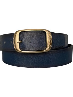 GoDeri Deri, Gold Tokalı Lacivert Kadın Kemeri 4 cm