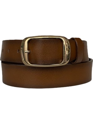 GoDeri  Deri, Gold Tokalı Kahverengi Kadın Kemeri 4 cm