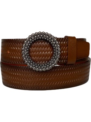 GoDeri Deri Siyah Nikel Tokalı Kahverengi Kadın Kot Kemeri 4 cm