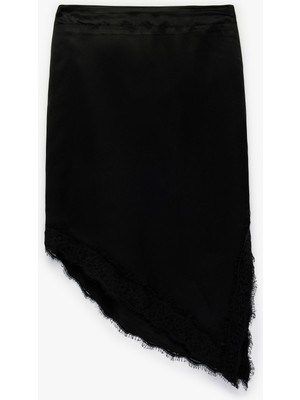 Koton Asimetrik Beli Ayarlanabilir Lastikli Viskon Etek