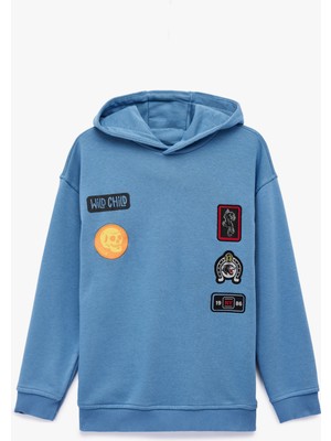 Koton Aplike Detaylı Uzun Kollu Şardonlu Kapşonlu  Sweatshirt