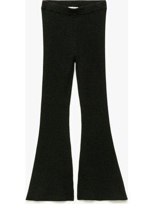 Koton Viskon Karışımlı Dar Kalıp Ispanyol Paça Triko Pantolon