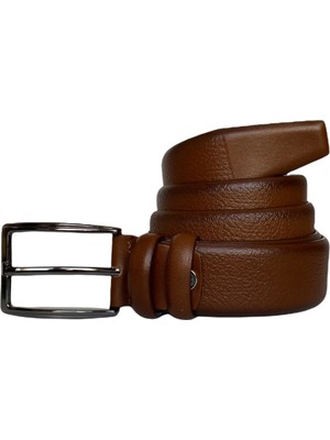 GoDeri Kaliteli Deri Kahverengi Klasik Kumaş Pantolon Kemeri 3.5 cm