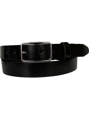 GoDeri  Deri Gümüş Tokalı Ince Kadın Kemeri 3 cm