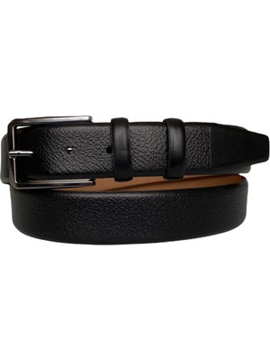 GoDeri Kaliteli Deri Siyah Klasik Kumaş Pantolon Kemeri 3.5 cm