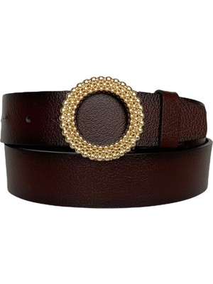 GoDeri  Deri, Gold Tokalı Bordo Kadın Kot Kemeri 4 cm