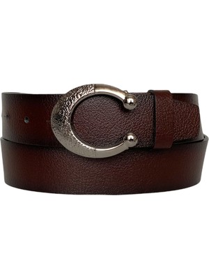 GoDeri  Deri, Gümüş Tokalı Bordo Kadın Kot Kemeri 4 cm