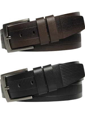 GoDeri  Desenli Siyah Kot, Spor Kemer 4.5 cm