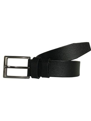 GoDeri Deri Siyah Kumaş Kemeri 3.5 cm