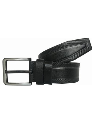 GoDeri  Deri Desenli Siyah Kot Kemeri 