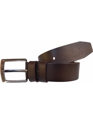 GoDeri Lüks Deri 4 cm Kahverengi Hem Kot Hem Kumaş Kemeri