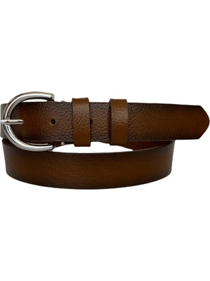 GoDeri  Deri Gümüş Tokalı Tosado Kadın Kemeri, 3cm