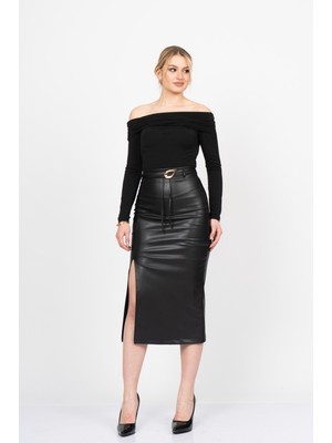 MissVina Adela Deri Yırtmaçlı Uzun Etek 6828