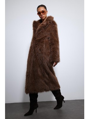 Antioch Kahve Suni Kürklü Uzun Kaban