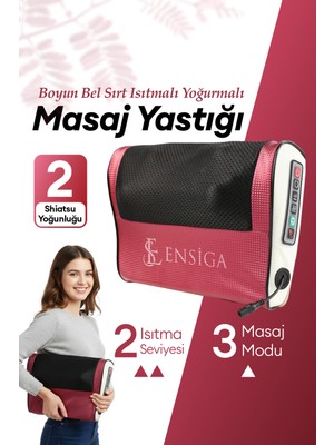 Ensiga Elektrikli Masaj Yastığı Isıtmalı Yoğurmalı Kademeli Boyun Bel Sırt Araç Çakmaklıklı Adaptörlü