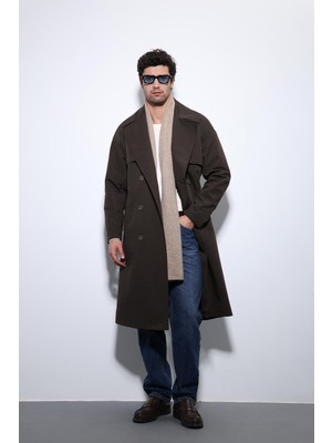 Antioch Acı Kahve Kruvaze Kapama Kemerli Trençkot