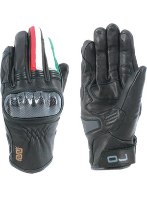 Oj Fıghter 1.8 Italyan Tarzı Korumalı Kısa Motosiklet Deri Eldiven Xl