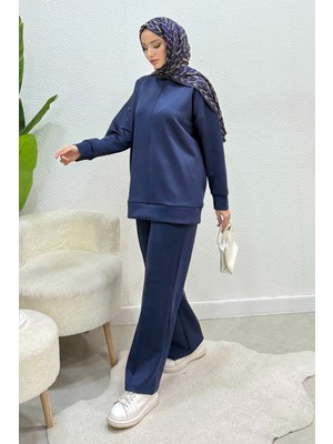 Tesettür Diyarı Aves Çimalı Scuba Tesettür Takım- Lacivert