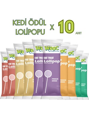 Wooc Super Premium Kedi Ödül Lolipopu 10'lu Yetişkin Kediler İçin Karışık Lezzetler