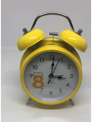 Lebron Retro Tarzı Masaüstü Çalar Saat, Kadran Işıklı Düğmeli Metal, 15 Cm, Sarı