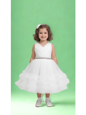 Kız Çocuk Prenses Hayal Tüllü Abiye Elbise – Fiyonklu Özel Tasarım – Düğün & Doğum Günü & Balo