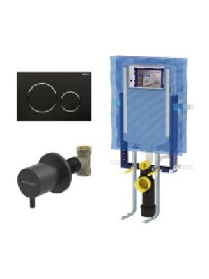 VitrA Geberit SIGMA20 Yuvarlak Gömme Rezervuar Seti, Mat/parlak/mat Siyah