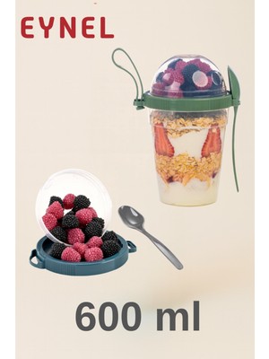 Eynel 1 Adet Take N Go Kaşıklı Hazneli Meyveli Yoğurt Kutusu Piknik Iş Atıştırmalık Müsli Granola Süt