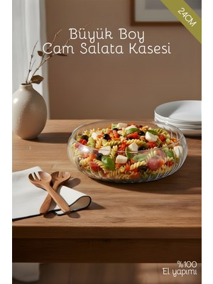 Nandy Home Büyük Boy Cam Salata Kasesi - Iskandinav Tarz Kase - Şeffaf Kase