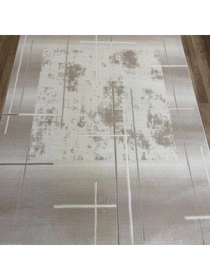 Hoom Rugs Gusto 1347A Krem Bej Modern Halı Mikrofiber Polyester hav Vermez Spor Saçaklı Halı