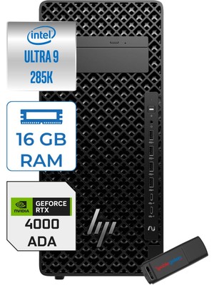 Hp Z2 G1I Intel Core Ultra 9 285K 5.5ghz 16GB 2tb SSD 20GB Rtx 4000 Ada Windows 11 Home 1200W Iş Istasyonu B34JFESH03 + Zettausb