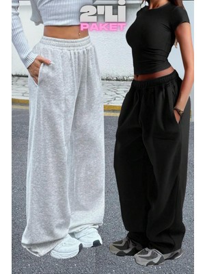 Vladivosto Bol Kalıp Oversize Ekstra Yüksek Bel Paçası Lastikli Büyük Beden Eşofman Altı