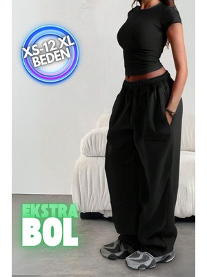 Vladivosto Bol Kalıp Oversize Ekstra Yüksek Bel Paçası Lastikli Büyük Beden Eşofman Altı