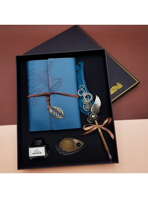 Marsilyan Kaligrafi Kalem ve Vintage Tasarım Deri Defter