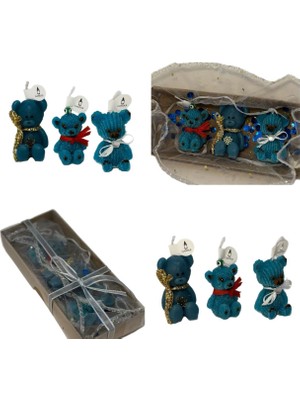 Blue Teddy 3'lü Mum