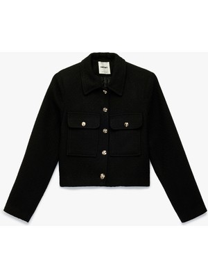 Koton Cepli Düğmeli Uzun Kollu Tüvit Ceket