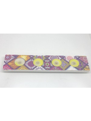 Lebron Dekoratif 4'lü Yuvarlak Mumluk Mor