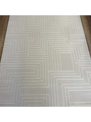 Hoom Rugs Gusto 1346A Krem Modern Halı Mikrofiber Polyester Hav Vermez Spor Saçaklı Halı