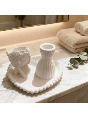 Ftrk Store Vanilya Kokulu Dekoratif Heykel Mum Seti – Bebek & Elbise Formu