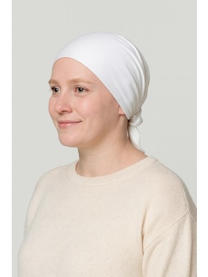 Abarta Kadın Tesettür Dikişsiz Likralı Penye Bağlamalı Bone Beyaz 1 Adet