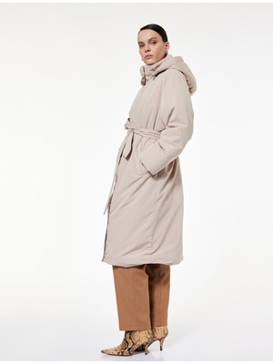 Koton Uzun Kollu Cepli Kemerli Su Itici Kapüşonlu Uzun Anorak Mont
