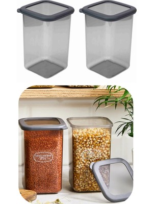 Eynel 1 Adet 1200 ml Gri Kare Saklama Kabı Silikon Kapak Hava Geçirmez Kuru Baklagil Kahve Bakliyat Makarna Kutu
