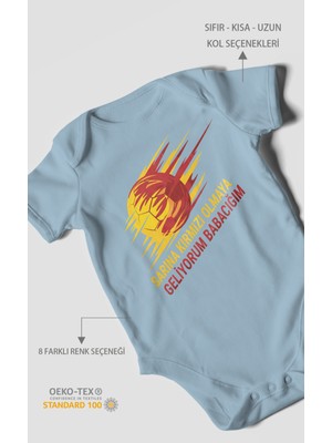 Sarına Kırmızı Olmaya Geliyorum Babacığım Baskılı Bebek Zıbını – Çıtçıtlı Body 8 Renk | %100 Pamuk Kısa Kol