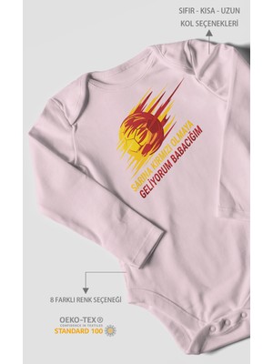 Sarına Kırmızı Olmaya Geliyorum Babacığım Baskılı Bebek Zıbını – Çıtçıtlı Body 8 Renk | %100 Pamuk Uzun Kol